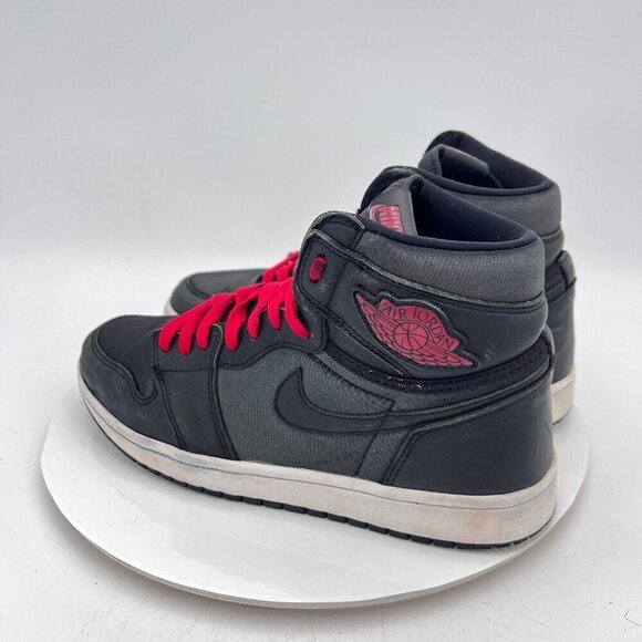 Nike Air Jordan 1 Retro High Men Size 9.5 555088-060 Black Satin Gym Red Shoes - Picture 6 of 12